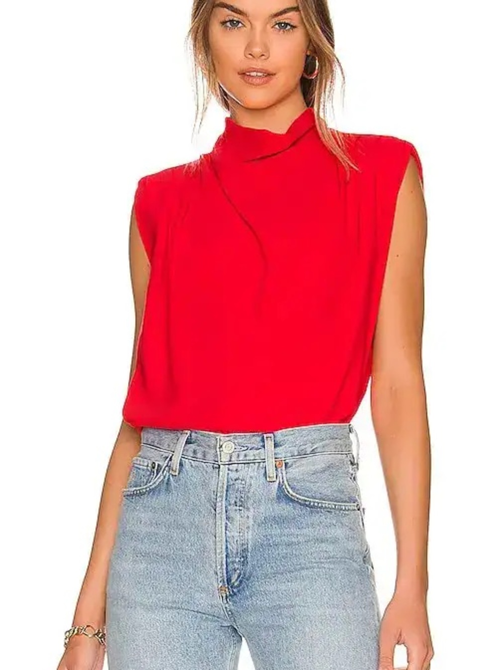 Amanda Uprichard X Revolve Fabienne Crimson Sleeveless Mock Neck Size M
